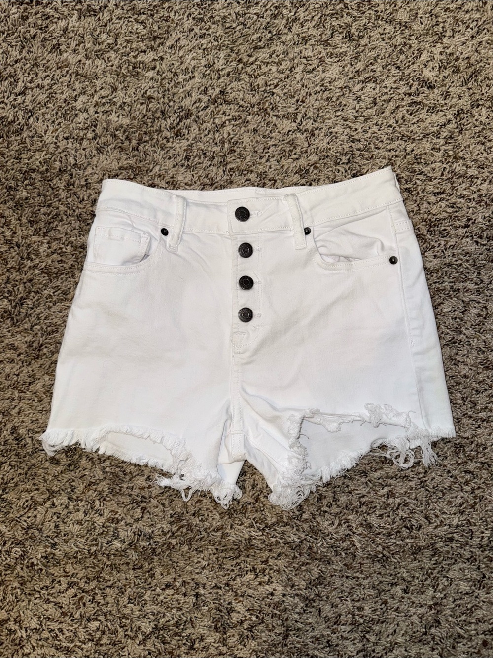 Hidden White Frayed Hem Denim Shorts